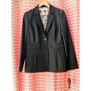 NWT Tahari Dark Grey Blazer 3 Button Zipper Pockets - New with Tags